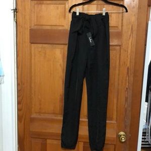 Kind of Casual Black Belted Paperbag Waist Pants